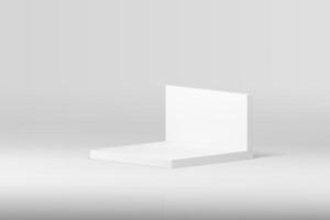 White neutral 3d podium pedestal mock up for cosmetic product show presentation realistic vector