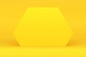 Yellow hexagonal 3d wall promo studio background for product presentation show realistic vector
