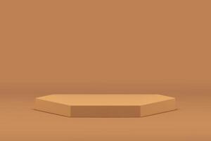 Beige 3d hexagonal podium geometric pedestal mock up for cosmetic product show presentation vector