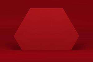 Red hexagonal 3d wall fashion display for product commercial presentation realistic vector