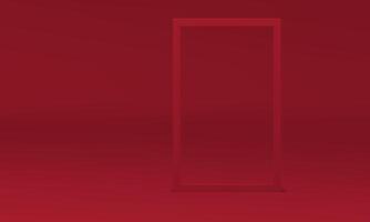 Red fashion 3d frame rectangular decor element geometric shape at studio background vector
