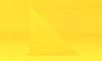 Realistic 3d wall bright yellow triangle geometric shape backdrop with three corners vector