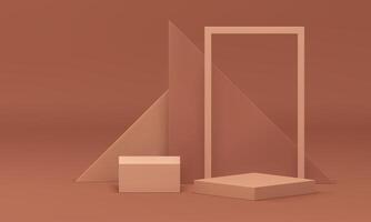 Beige 3d podium neutral geometric pedestal mock up for cosmetic product show presentation vector