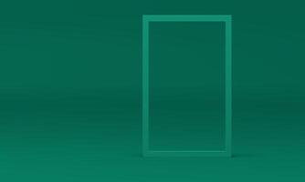 3d rectangle green frame abstract wall backdrop for interior design showroom presentation vector