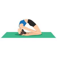 Woman doing Little Thunderbolt Pose or Laghu Vajrasana yoga exercise. vector