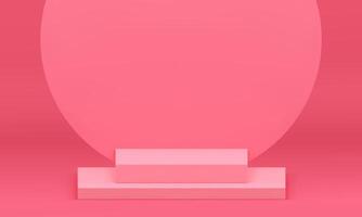 3d pink podium squared steps with circle wall backdrop for feminine product presentation vector