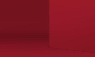Red 3d showroom empty promo studio minimalist with wall backdrop realistic vector