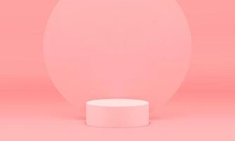Pink 3d cylinder podium aesthetic display mock up for cosmetic product show presentation vector