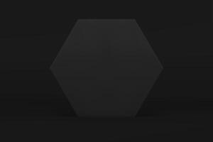 Black 3d hexagonal wall geometric studio background for commercial promo realistic vector