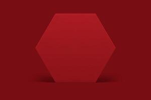 Red 3d hexagonal wall fashion promo studio background for product presentation illustration vector