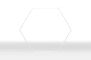White 3d hexagonal frame pastel border mock up for cosmetic product show presentation vector