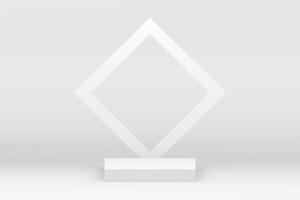 White 3d geometric podium squared pedestal mock up for cosmetic product show presentation vector