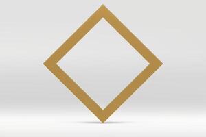 Golden rhombus frame 3d wall background mock up for cosmetic product show presentation vector