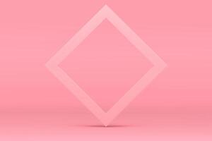 Pink 3d rhombus frame elegant wall background mock up for cosmetic product show presentation vector