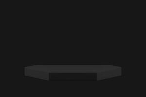 Black 3d podium geometric pedestal platform for male brutal product presentation vector