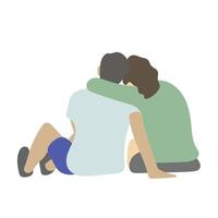 back view of couple lover supporting each other illustration hand drawn isolated on white background vector