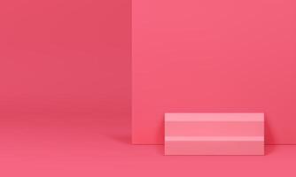 Pink 3d stairs podium showcase with pastel wall backdrop for feminine product presentation vector