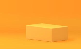 Yellow 3d podium rectangle display pedestal modern empty showroom isometric stage vector