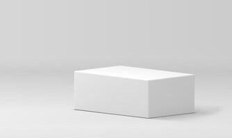 3d podium white rectangular platform mock up for cosmetic product show presentation realistic vector