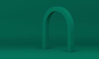 3d archway empty studio background green showroom interior for promo presentation vector