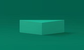 Green triangle 3d podium corner pedestal advertising abstract platform realistic vector