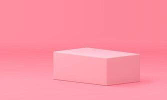 3d podium pink rectangle platform stand mock up for cosmetic product show presentation vector