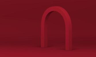 Red 3d curved arch isometric modern stand for product commercial presentation illustration vector