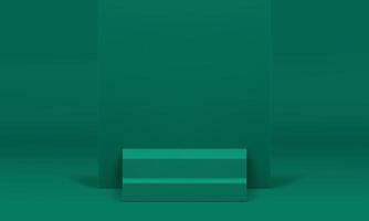 Green 3d staircase podium with steps and pastel wall backdrop modern studio background vector