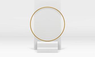 White 3d podium luxury stairs mock up for cosmetic product show presentation realistic vector