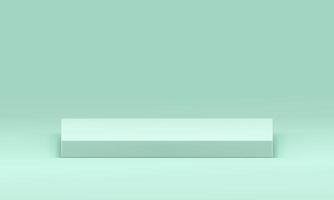 Realistic 3d podium empty squared stand at light green showroom studio background vector