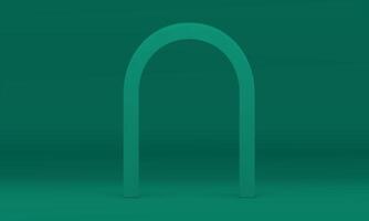 Green 3d arch curved geometric stand for presentation showroom studio background vector
