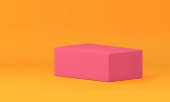 3d pink podium rectangular isometric platform for product presentation realistic vector