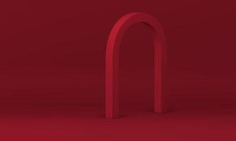 Realistic 3d arch empty advertising showroom red studio background for product show vector