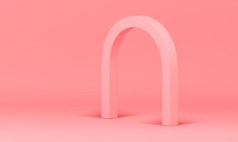 Pink 3d showroom with isometric curved arch for feminine product presentation realistic vector