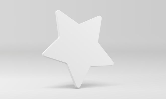 White 3d star modern elegant abstract decorative wall at neutral studio background realistic