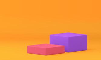 3d podium two squared cube platform bright empty showroom display for product presentation vector