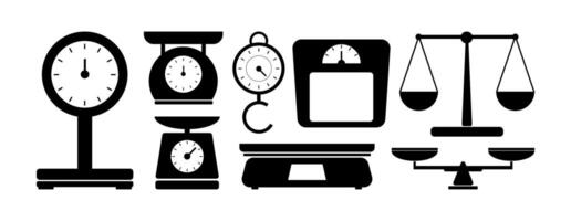 Various types of scales icon. Scales set isolated on white background. vector