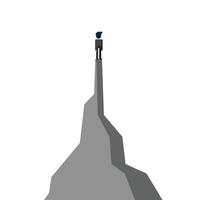 Man standing on the mountain flat design isolated on white background. illustration vector