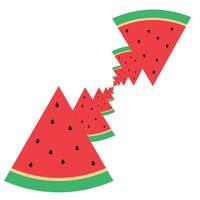 Fresh slice of watermelon on white background. illustration vector