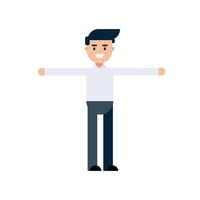 A man in white shirt is standing. Flat design, isolated on white background. vector