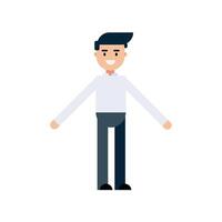 A man in white shirt is standing. Flat design, isolated on white background. vector