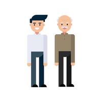 Grandpa and son character design. Cartoon flat collection isolated on white background vector