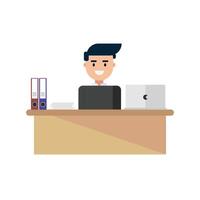 Business man working in office. Flat design, isolated on white background. illustration vector