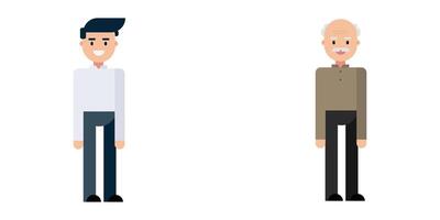 A man and old man happy smiling. Flat design, isolated on white background. vector