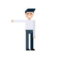 illustration of a male character. Poses front. A man in white shirt is standing. Flat design, isolated on white background. vector