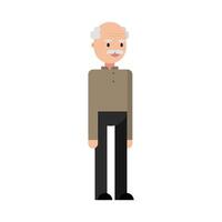 Grandfather character standing. Flat design, isolated on white background. illustration vector