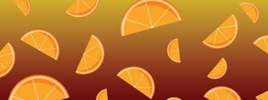 Fresh Orange fruit half of slice floating. illustration vector