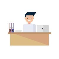 Man working in office. Flat design, isolated on white background. illustration vector