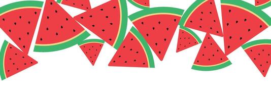 Sliced of fresh watermelon fruit isolated on transparent background vector