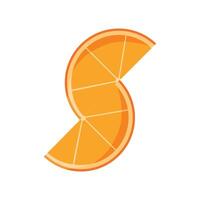 Fresh Orange fruit half of slice flat design, isolated on white background. illustration vector